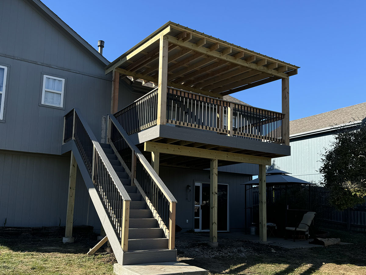 gray house deck after